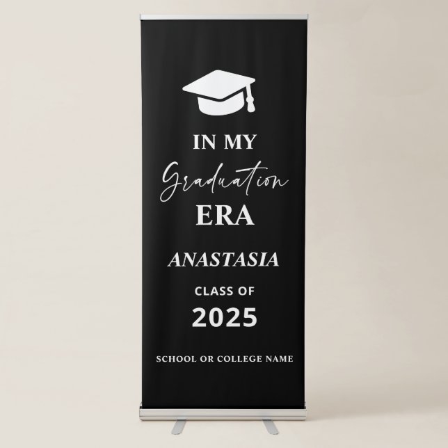 Modern Black In my graduation era Retractable Banner (Front)