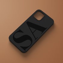 Modern black initial minimal contemporary Case-Mate iPhone 14 case