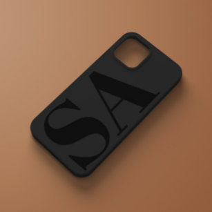 Modern black initial minimal contemporary iPhone 8/7 case