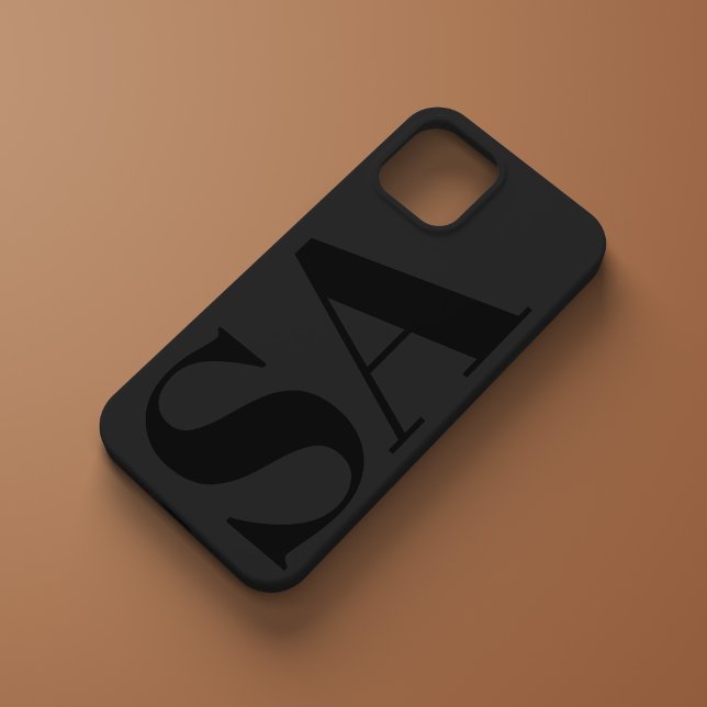Modern black initial minimal contemporary Case-Mate iPhone case
