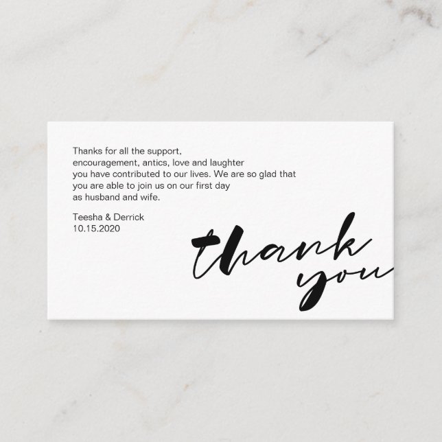 Modern black ink minimalism font, Thank you Enclosure Card (Front)