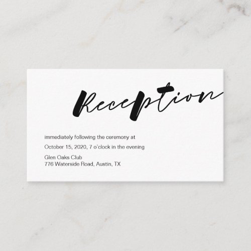 Modern black ink minimalism font Wedding Reception Enclosure Card