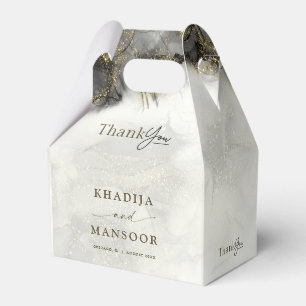 Modern Black Inked Gold Islamic Wedding Thank You Favor Boxes