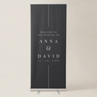 Modern Black | Inline Minimal Wedding Welcome Retractable Banner