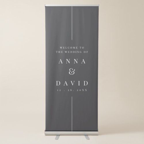 Modern Black  Inline Minimal Wedding Welcome Retractable Banner