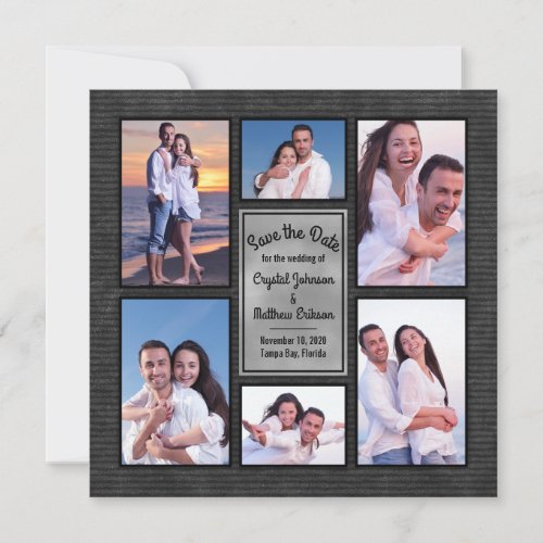 Modern Black Instagram Photo Collage Save the Date