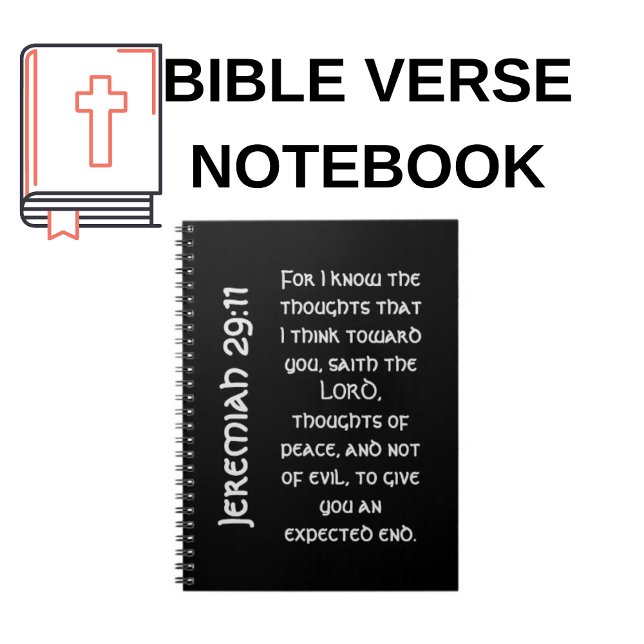 Modern Black Jeremiah 29:11 Bible Verse  Notebook (Add Your Favorite Bible Verse)