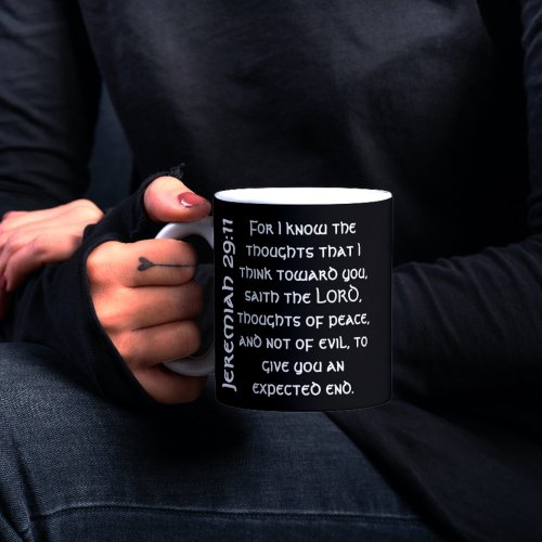 Modern Black Jeremiah 2911 Bible Verse  Two_Tone Coffee Mug