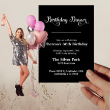 Modern Black Jewel Tone Elegant Birthday Dinner