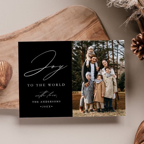 Modern Black Joy to the World Photo Holiday Card