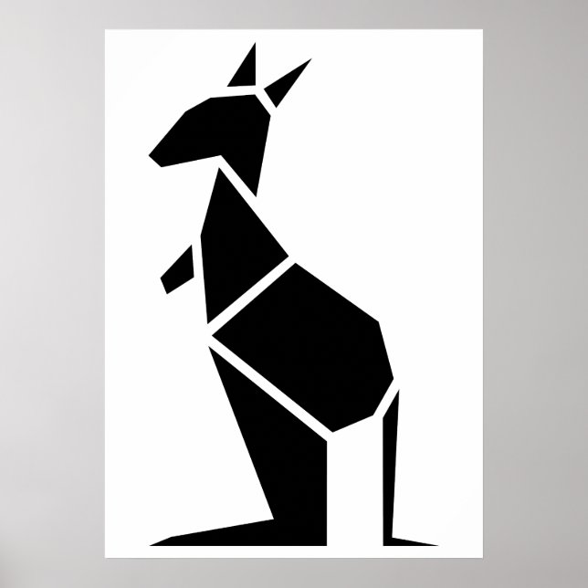 Modern black kangaroo symbol poster (Front)
