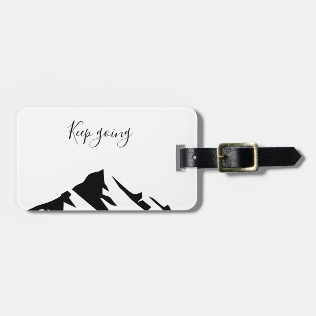 Modern Black Keep Going Simple Luggage Tag (Front Horizontal)