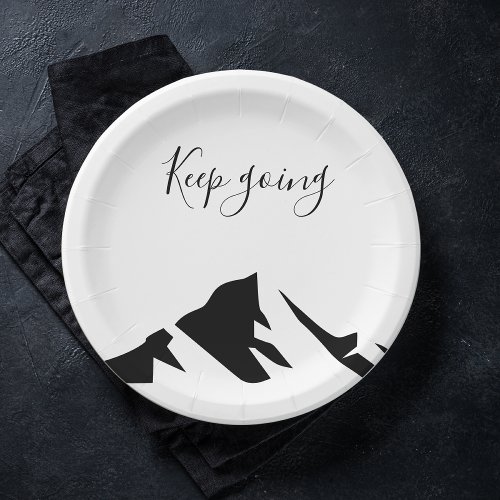 Modern Black Keep Going Simple Paper Plates