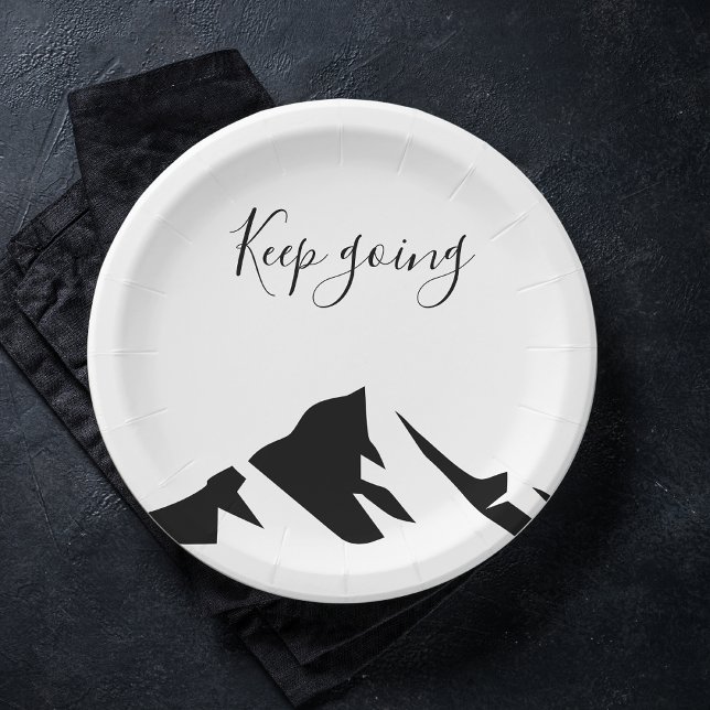 Modern Black Keep Going Simple Paper Plates (Creator Uploaded)