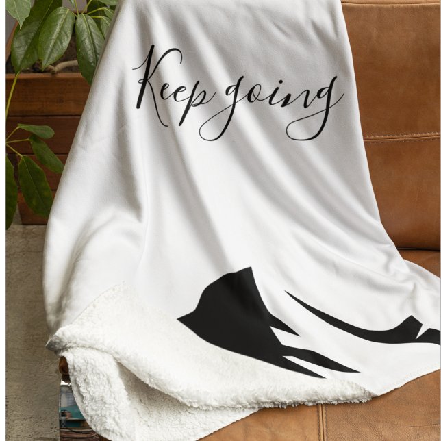 Modern Black Keep Going Simple Sherpa Blanket (Creator Uploaded)