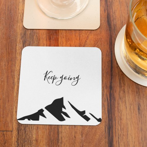 Modern Black Keep Going Simple Square Paper Coaster