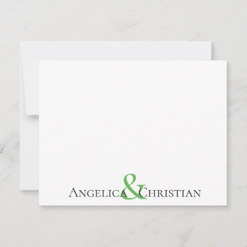 Modern Black Kelly Green Stripes Couple Stationery Note Card