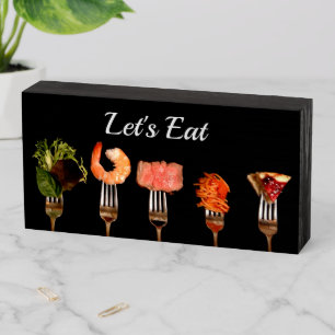 Modern Black Kitchen/Dining Room Let's Eat Wooden Box Sign