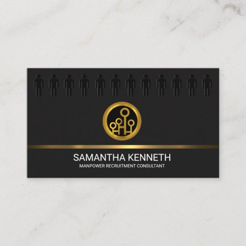 Modern Black Labor Icon Faux Gold Logo Consultant Business Card