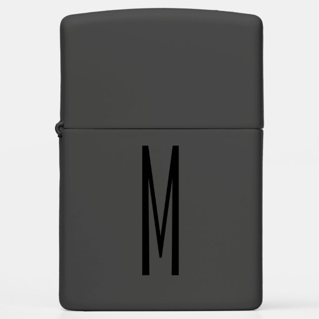 Modern Black Large Monogram Masculine Zippo Lighter (Front)