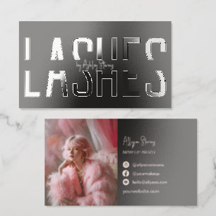 Modern Black Lashes Artist Photo Raised Spot UV Business Card