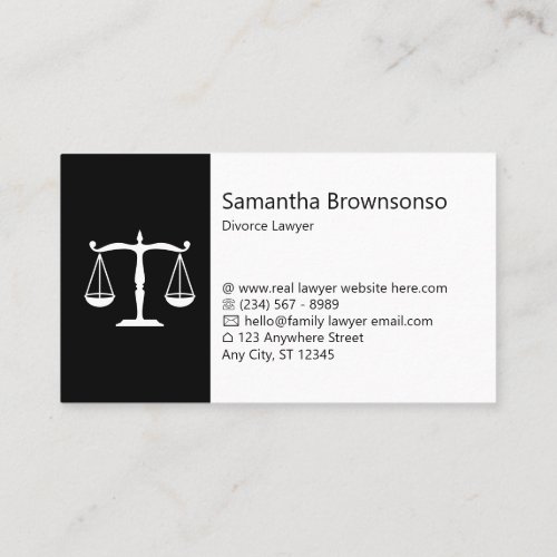 Modern Black Lawyer Law Office Business Card