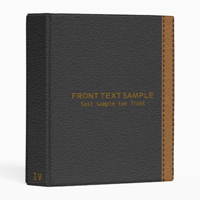 Modern Black Leather Look Mini Binder (Front/Spine)