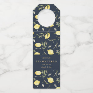 Modern Black Lemons Limoncello Event Wedding Bottle Hanger Tag