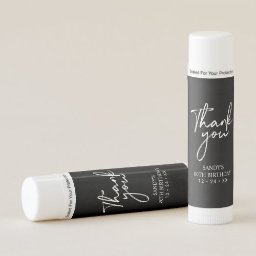 Modern Black Lettering Party Favor Thank you Lip Balm