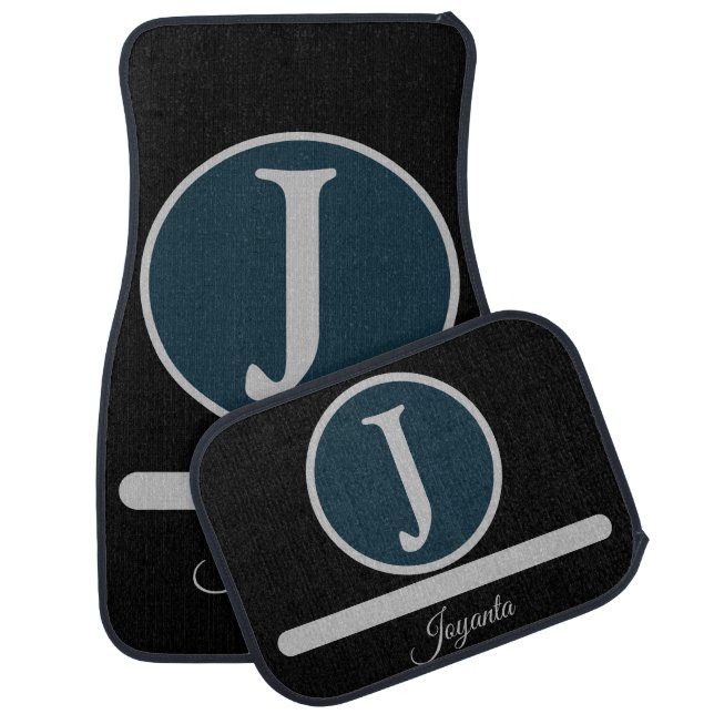 Modern Black Light greay Monogram Elegant Car Floor Mat (Set)