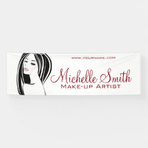 Modern Black Light Pink Chic Eyelash Makeup Artist Banner