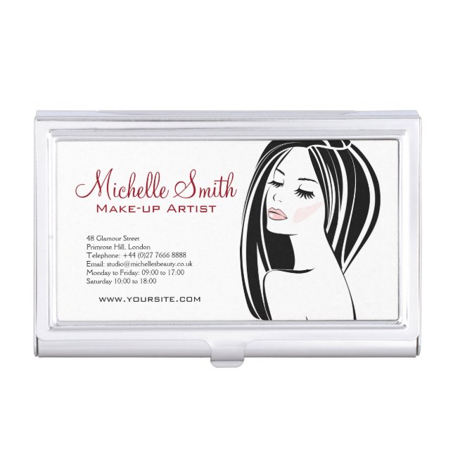 Modern Black Light Pink Chic Eyelash Makeup Artist Business Card Case (Front)