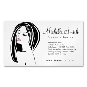 Modern Black Light Pink Chic Eyelash Makeup Artist Business Card Magnet
