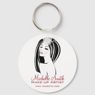 Modern Black Light Pink Chic Eyelash Makeup Artist Keychain