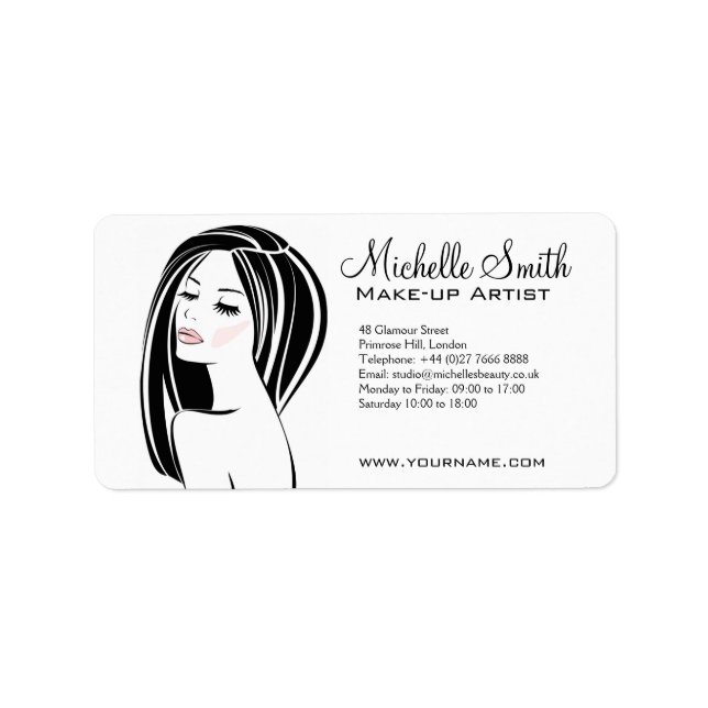Modern Black Light Pink Chic Eyelash Makeup Artist Label (Front)