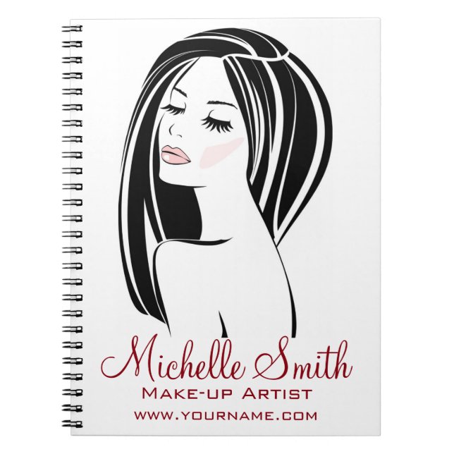 Modern Black Light Pink Chic Eyelash Makeup Artist Notebook (Front)