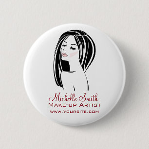 Modern Black Light Pink Chic Eyelash Makeup Artist Pinback Button