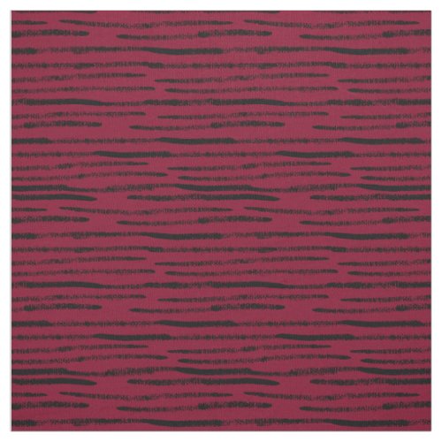 Modern Black Lines on Dark Burgundy Red Background Fabric
