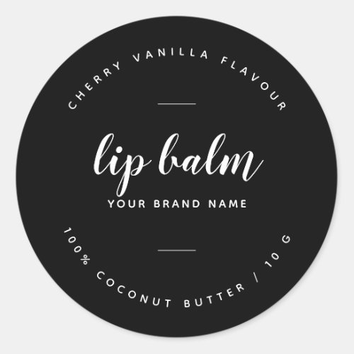 Modern black lip balm label