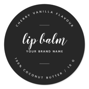 Modern black lip balm label