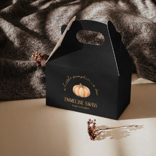 Modern Black Little Pumpkin Is Due Baby Shower Favor Boxes