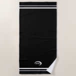 Modern Black Logo Beach Towel at Zazzle