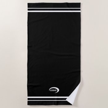 Modern Black Logo Beach Towel by businessessentials at Zazzle