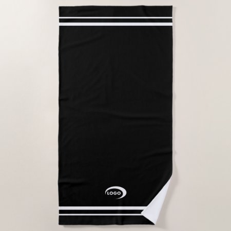 Modern Black Logo Beach Towel