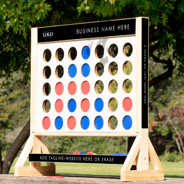 Modern Black Logo Business Event Office Party Game Fast Four (Lawn)