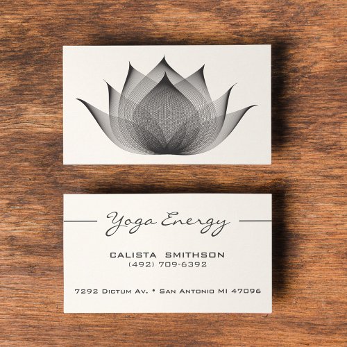 Modern Black Lotus Flower Art Elegant Unique Yoga Business Card