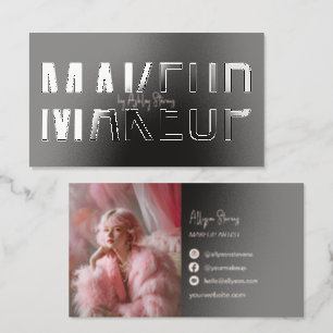 Modern Black Makeup Artist Photo Raised Spot UV Business Card