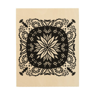 Modern Black Mandala Floral Hand Art