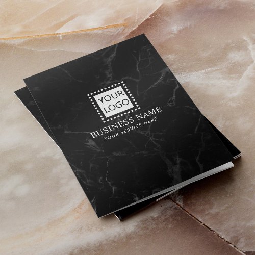 Modern Black Marble Custom Logo Business Pocket Folder