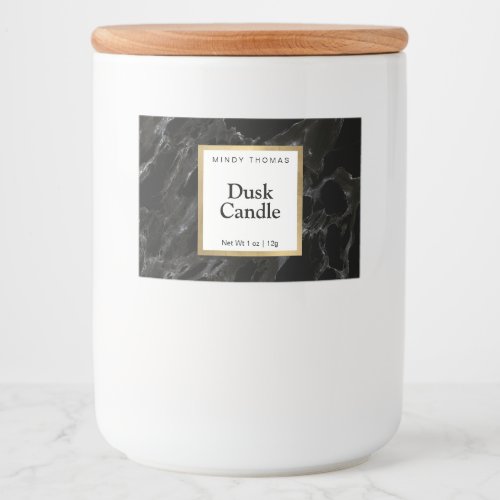 Modern Black Marble Faux Gold Frame Candle or Food Label